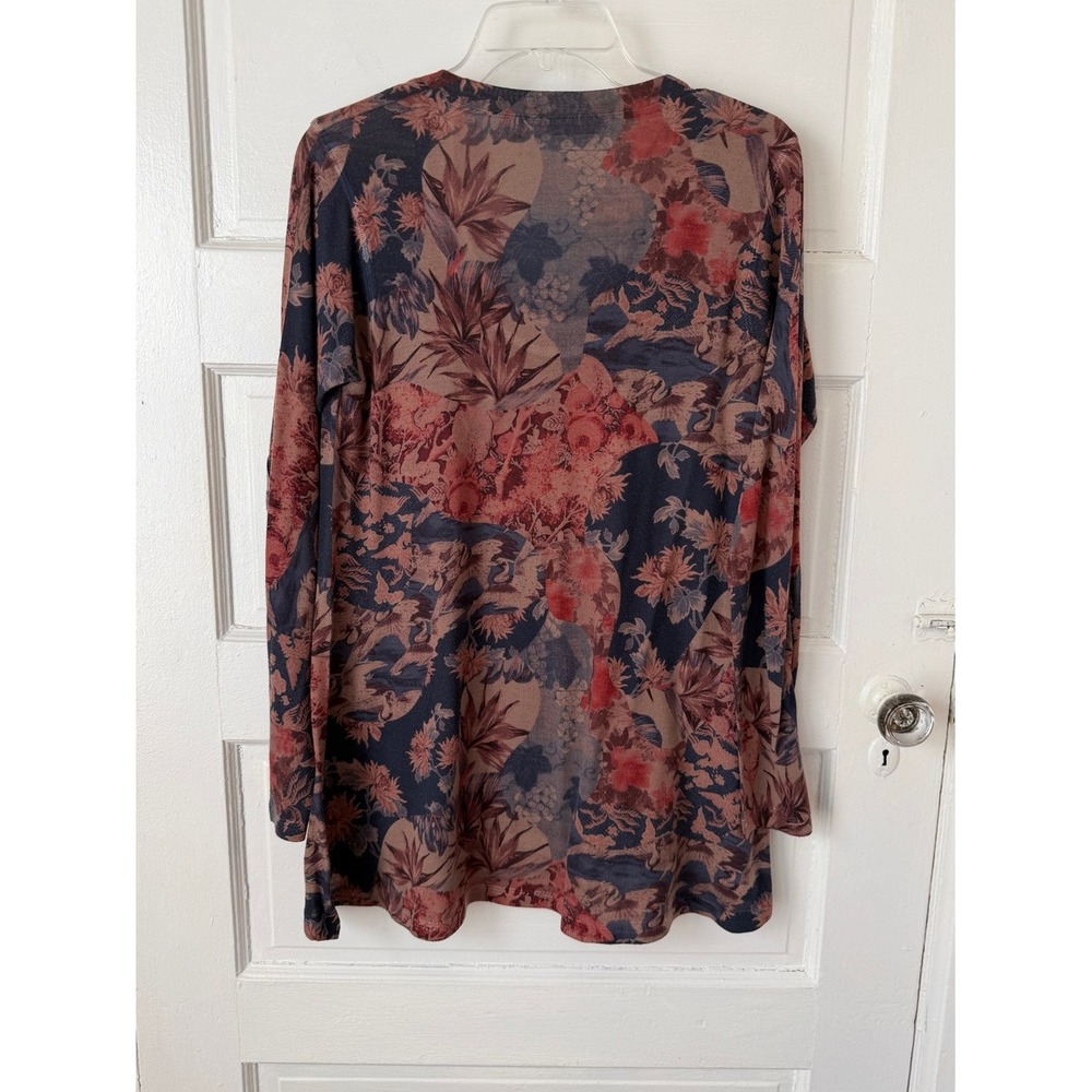 Soft Surroundings Watercolor Floral Scoop Neck Long Sleeve Tunic Top USA Made S - Picture 3 of 11